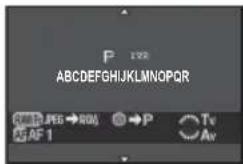 P 128 ABCDEFGHIJKLMNOPQR OFF: JPEG → RGB AF 1 → P ○ Tv ○ Av
