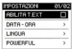 IMPOSTAZIONI 01/02 ABILITA TEXT DATA - ORA > LINGUA > POWERFUL >