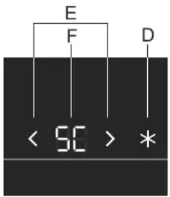 E F D < 50 > * *