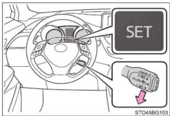 TOYOTA C-HR Hybrid (2016) - Valg af funktionen for konstant hastighed - 2