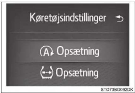 Køretøjsindstillinger A Opsætning Opsætning STO73BG092DK