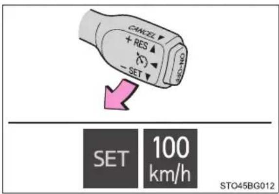 CANCEL + RES - SET NO- SET 100 km/h STO45BG012