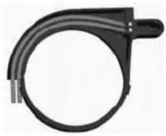 Close-up of a black plastic cable or wire component with a handle, no visible text or symbols.