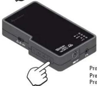 Diagram of a device with a hand pointing to its screen, accompanied by partial text labels and icons.