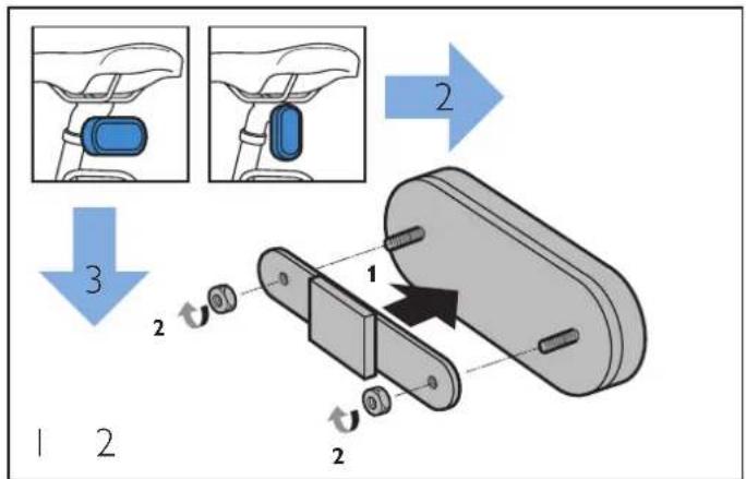 Diagram illustrating a bicycle seatbelt buckle assembly with labeled steps and component details