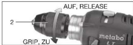 METABO BS 18 LT Impuls - Schnellspann-Bohrfutter öffnen, spannen - 1
