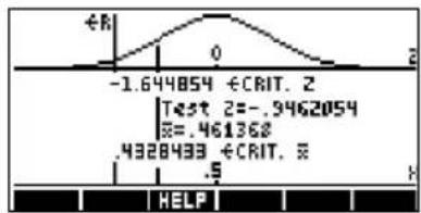 | Point | Value | |---|---| | -1.644854 | €CRIT. 2 | | Test | 2 = -.9462054 | | E | .461362 | | .4328433 | €CRIT. E | | .5 | | HELP