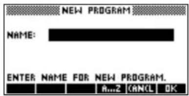 NEW PROGRAM NAME: ENTER NAME FOR NEW PROGRAM. A...2 CANCEL OK