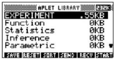 APLET LIBRARY EXPERIMENT .55KB Function 0KB Statistics 0KB Inference 0KB Parametric 0KB SAVE RESET SORT SEND RECV START