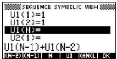 SEQUENCE SYMBOLIC VIEW U1(1)=1 U1(2)=1 U1(N)= U2(1)= U1(N-1)+U1(N-2) (N-2)(N-1) N U1 (ANCL) OK