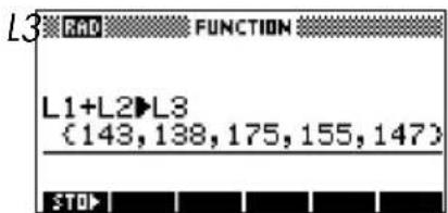 L3 RAD FUNCTION L1+L2→L3 (143, 138, 175, 155, 147) STOP