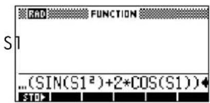 RAD FUNCTION S1 ...(SIN(S1²)+2*COS(S1))← STOP