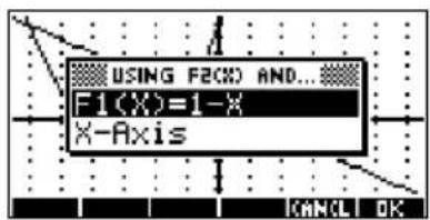 USING F2(X) AND... F1(X)=1-X X-Axis KANCEL OK