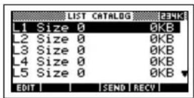LIST CATALOG 234K L1 Size 0 0KB L2 Size 0 0KB L3 Size 0 0KB L4 Size 0 0KB L5 Size 0 0KB EDIT | | SEND | RECV |