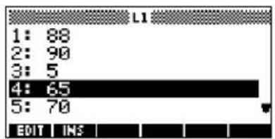 L1 1: 88 2: 90 3: 5 4: 65 5: 70 EDIT INS