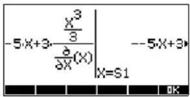 -5×+3·\frac{\frac{x^3}{3}}{\frac{\partial}{\partial x}(x)}\Bigg|_{X=S1} --5×+3→ OK