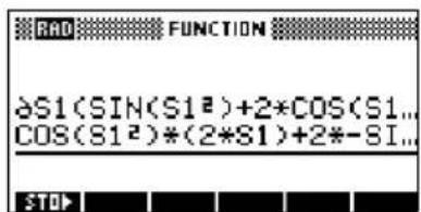 RAD FUNCTION ∂S1(SIN(S1²)+2*COS(S1... COS(S1²)*(2*S1)+2*-SI... STOP