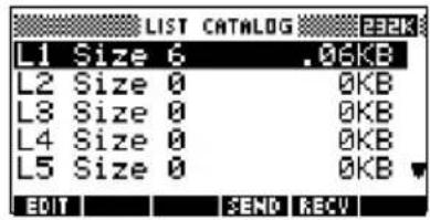 LIST CATALOG EEEK L1 Size 6 .06KB L2 Size 0 0KB L3 Size 0 0KB L4 Size 0 0KB L5 Size 0 0KB EDIT SEND RECV