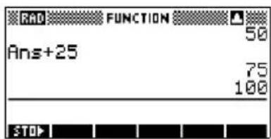 RAD FUNCTION 50 Ans+25 75 100 STOP