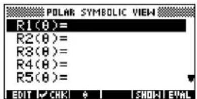 POLAR SYMBOLIC VIEW R1(θ)= R2(θ)= R3(θ)= R4(θ)= R5(θ)= EDIT ✓ CHK * | SHOWN EVAL