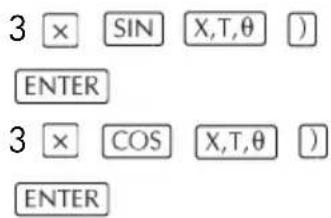 3 × SIN X,T,θ ) ENTER 3 × COS X,T,θ ) ENTER