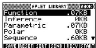 APLET LIBRARY Function .07KB Inference 0KB Parametric .07KB Polar 0KB Sequence .60KB SAVE RESET SORT SEND RECV START