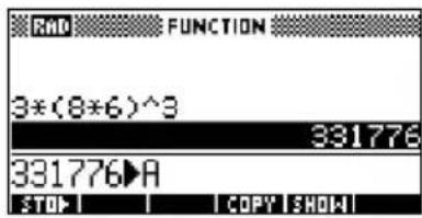 RMD FUNCTION 3*(8*6)^3 331776 331776▶A STOP COPY SHOW