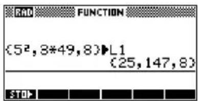 RAD FUNCTION (5², 3*49, 8)▶L1 (25, 147, 8) STOP