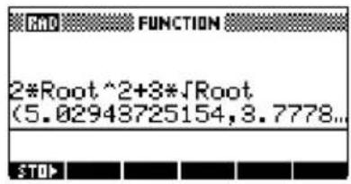 2*Root^2+3*√Root (5.02948725154,3.7778...