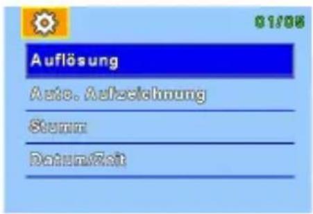 Auflösung Auto. Aufzeichnung Stamm Datum/Zeit