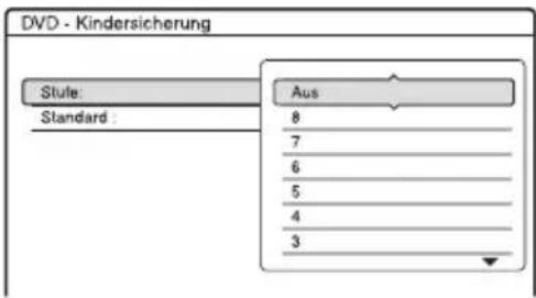 DVD - Kindersicherung Stule: Standard: Aus 8 7 6 5 4 3