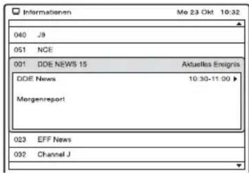 Informationen 040 J9 051 NCE 001 DDE NEWS 15 Aktuellas Ereignis DDE News 10:30-11:00 ▶ Morgenreport 023 EFF News 032 Channel J