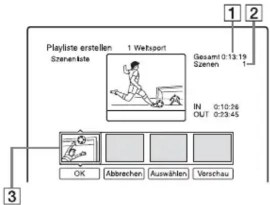 SONY RDR-HXD760 - Wenn Sie alle Szenen hinzugefügt haben, drücken Sie ↓. - 1