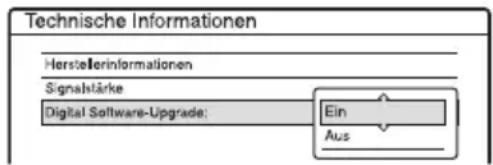 Technische Informationen Herstellerinformationen Signaktärke Digital Software-Upgrade: Ein Aus