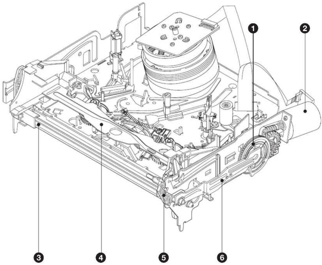 Technical diagram of a mechanical device with numbered components for identification