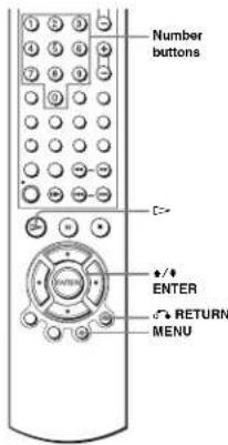 Number buttons + ENTER RETURN MENU