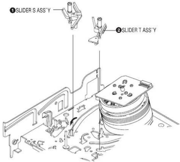 ①SLIDER S ASS'Y ②SLIDER T ASS'Y
