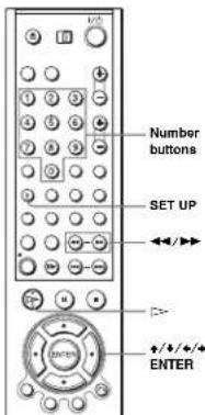 Number buttons SET UP ENTER +/+/+ ENTER