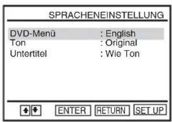 SPRACHENEINSTELLUNG DVD-Menü : English Ton : Original Untertitel : Wie Ton