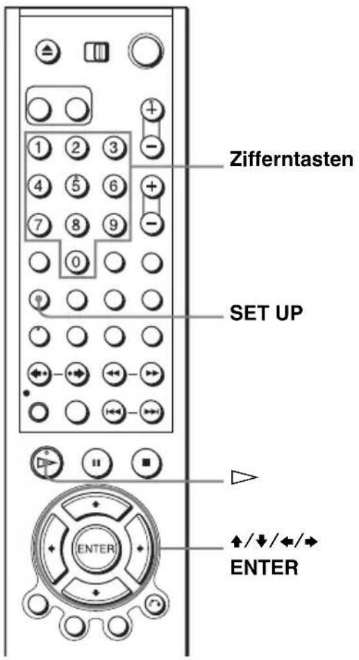 Zifferntasten SET UP ENTER +/↓/←/→ ENTER