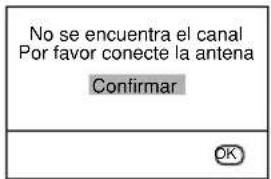 No se encuentra el canal Por favor conecte la antena Confirmar