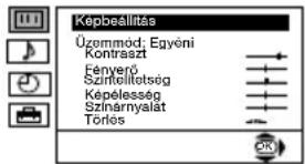 Kepbeállítás Üzommód: Egyéni Kontraszt Fényerő Szintellítótség Képélesség Színárnyalát Törös