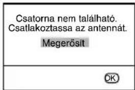 Csatorna nem található. Csatlakoztassa az antennát. Megerősít OK