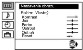 Nastavenie Jazyk/Krajina Automatické ladenie Triedania programov Označenić programov AV predvol by Ručné ladenie Podrobné nastavenie