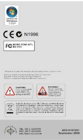 CE N1996 MICRO-STAR INT'L MS-V161 CAUTION!! Under the following rules: (1) CNTC's Internet is a network-based system. The network is designed to be a network-based system with the Internet 2000s. The network is designed to be a network-based system with the Internet 2000s. Washington's Network is designed to be a network-based system with the Internet 2000s. Under the following rules: (1) CNTC's Internet is a network-based system. The network is designed to be a network-based system with the Internet 2000s. Washington's Network is designed to be a network-based system with the Internet 2000s. Under the following rules: (1) CNTC's Internet is a network-based system. The network is designed to be a network-based system with the Internet 2000s. Washington's Network is designed to be a network-based system with the Internet 2001s. TEL: 306 2-22845799 FAX: 306 2-22845689 http://www.micstar.com.cn G52-V1612X1 September 2008