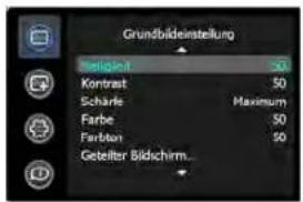 Grundbildestellung Beizität 50 Kantrast 50 Scharis Maximum Farbe 50 Fertilon 50 Gebliter Bildchirm...