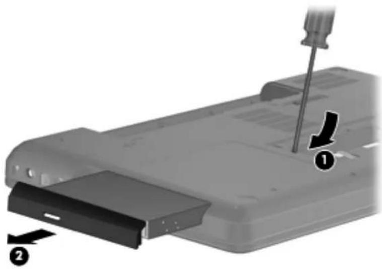 HP 595199-001 - Remove the optical drive: - 1