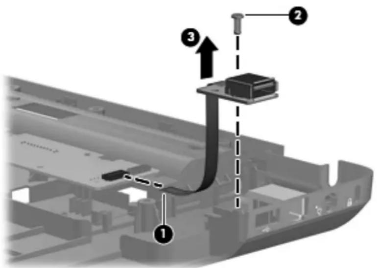Diagram of a device with numbered components and directional arrows indicating assembly or connection