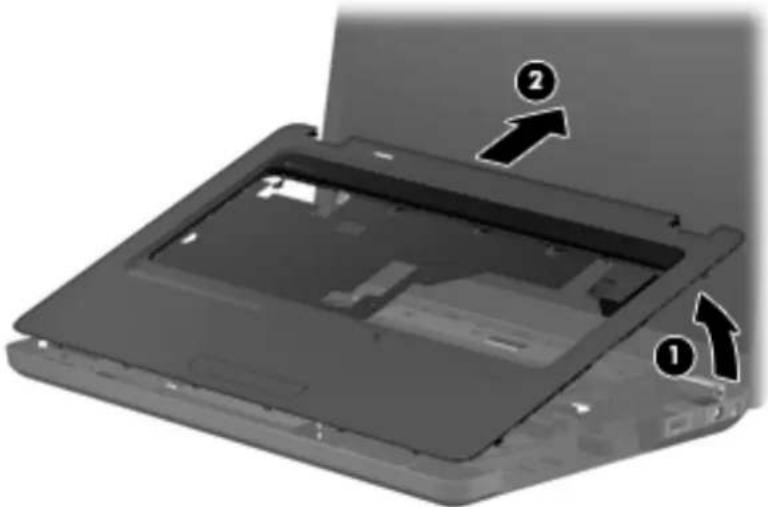 Laptop interior diagram with numbered annotations indicating component locations