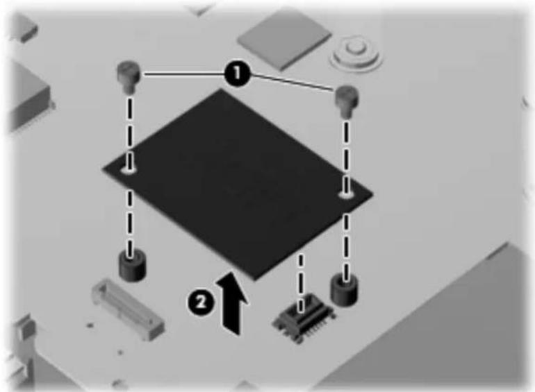 Diagram showing two labeled components (① and ②) connected to a central black square, with additional components visible below.